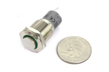 buttons and switches SEEED STUDIO 16mm Momentary Metal Illuminated Push Button - Green LED, seed: 311050018