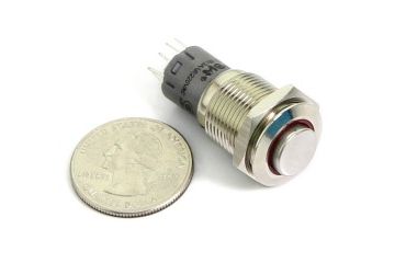  SEEED STUDIO 16mm Momentary Metal Illuminated Push Button - Red LED, seed: 311050019