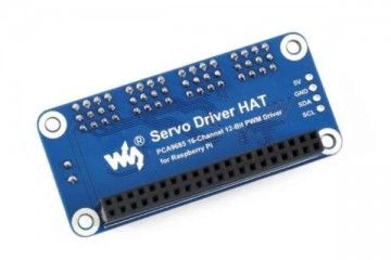 HATs WAVESHARE Servo Driver HAT for Raspberry Pi, 16-Channel, 12-bit, I2C, Waveshare 15275