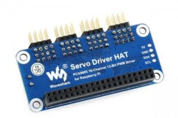 HATs WAVESHARE Servo Driver HAT (B) for Raspberry Pi, 16-Channel, 12-bit, I2C, Waveshare 17035
